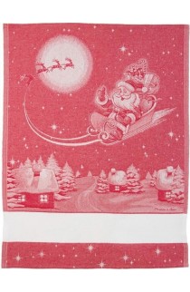 Asciugapiatti natalizio da ricamare Babbo Natale in slitta